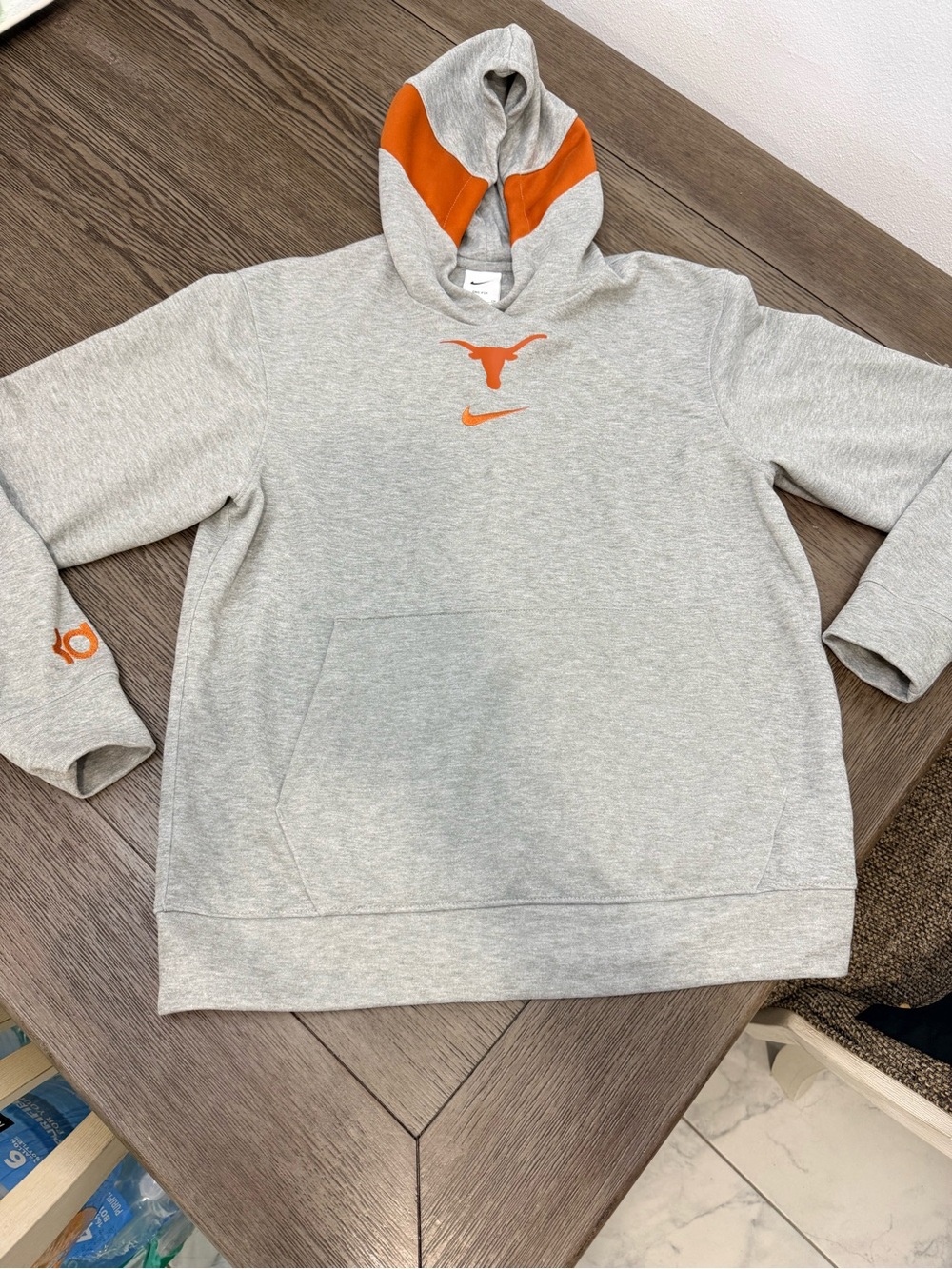 Nike Men’s Gray Crewneck Hoodie with Orange Accents and Longhorn Logo
